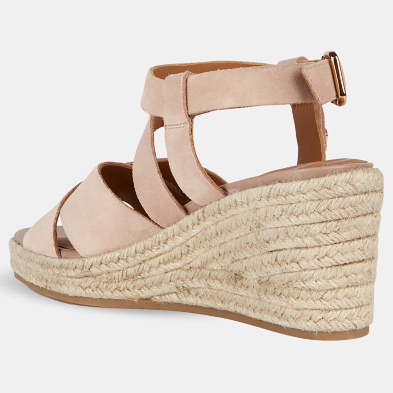 Geox Sandales en Velours de Cuir compensées Panarea roses - Talon 7.5 cm