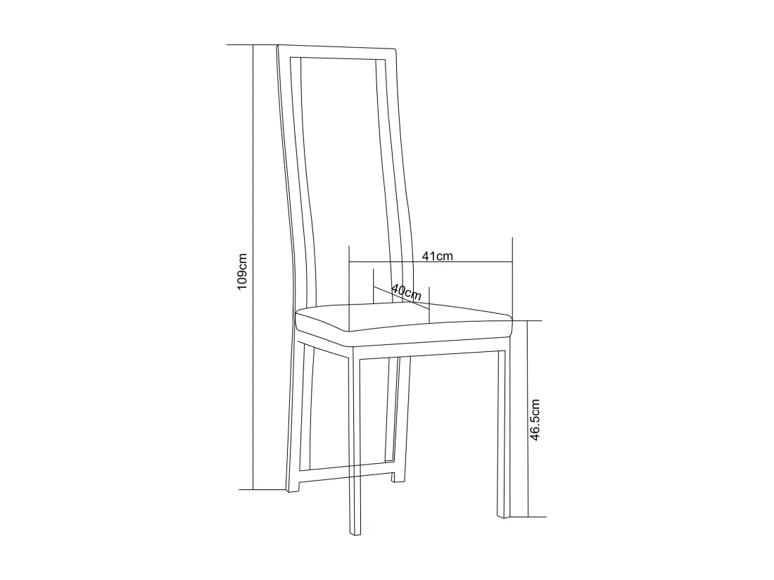 Lot de 6 chaises Dana simili Noir contour chromé