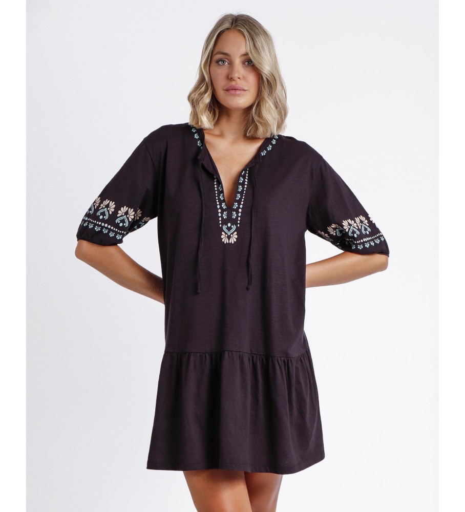 Vestido Admas estilo oriental cor chocolate