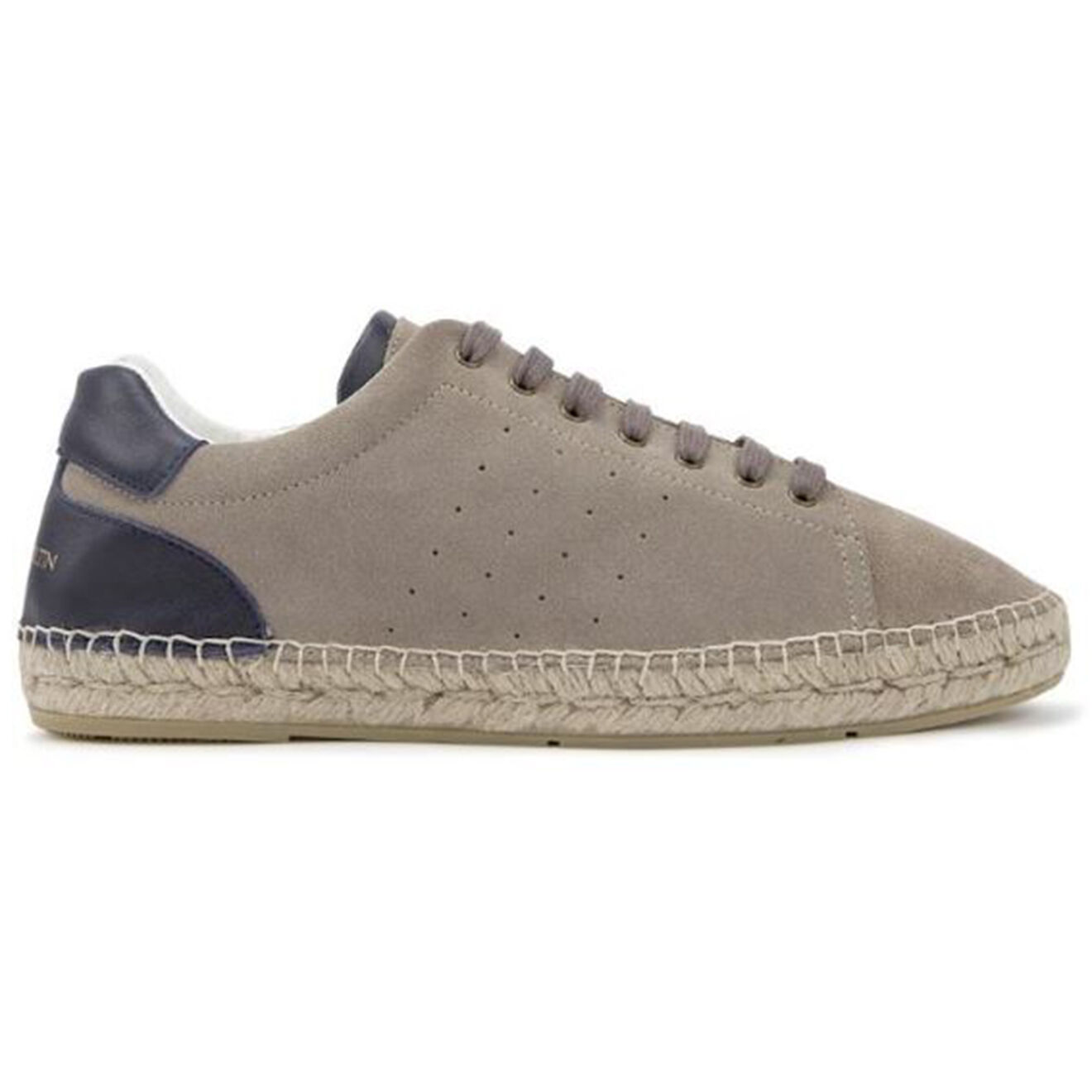 Canal Saint Martin Baskets espadrilles en Velours de Cuir Bichat gris/marine