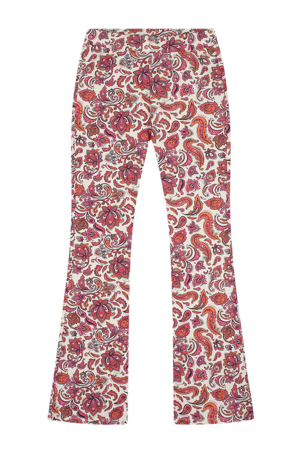 NIK&NIK flared broek met paisleyprint oranje/fuchsia/wit