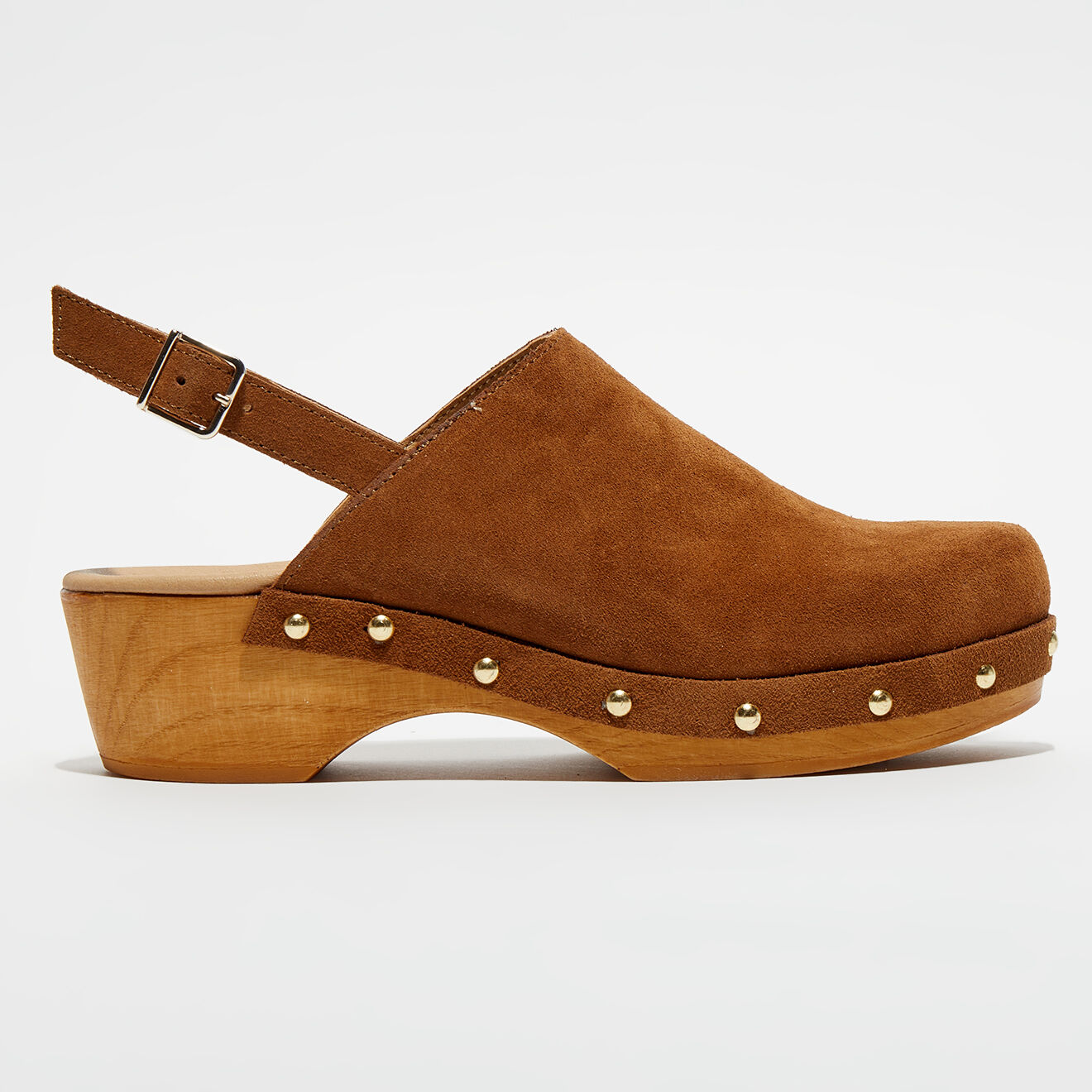 Apologie Studio Sabots en Velours de Cuir Nicole tabac - Talon 5 cm