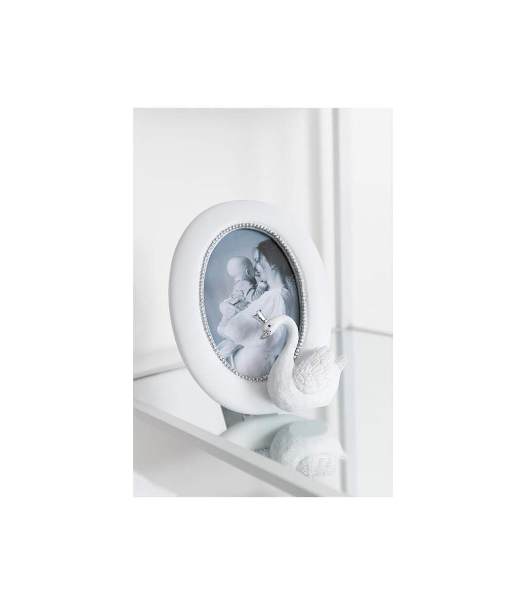 Paris Prix - Cadre Photo Déco cygne 20cm Blanc & Argent