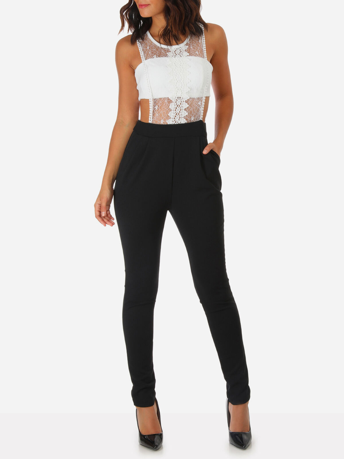 Combinaison effet bandeau- Noir et Blanc