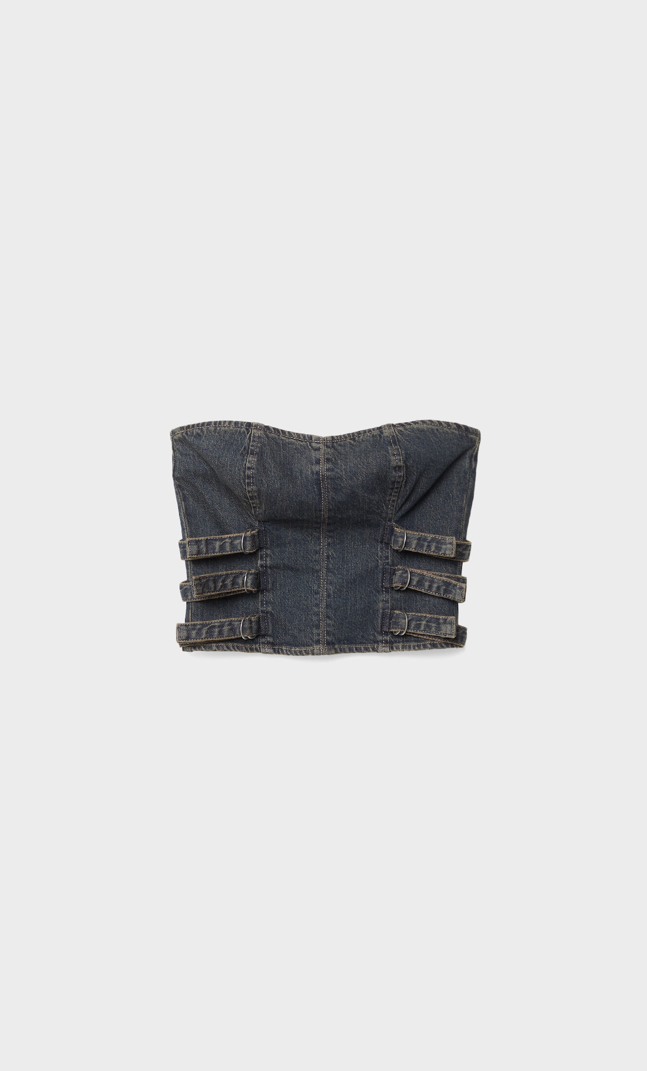 Top jeans com ajuste lateral