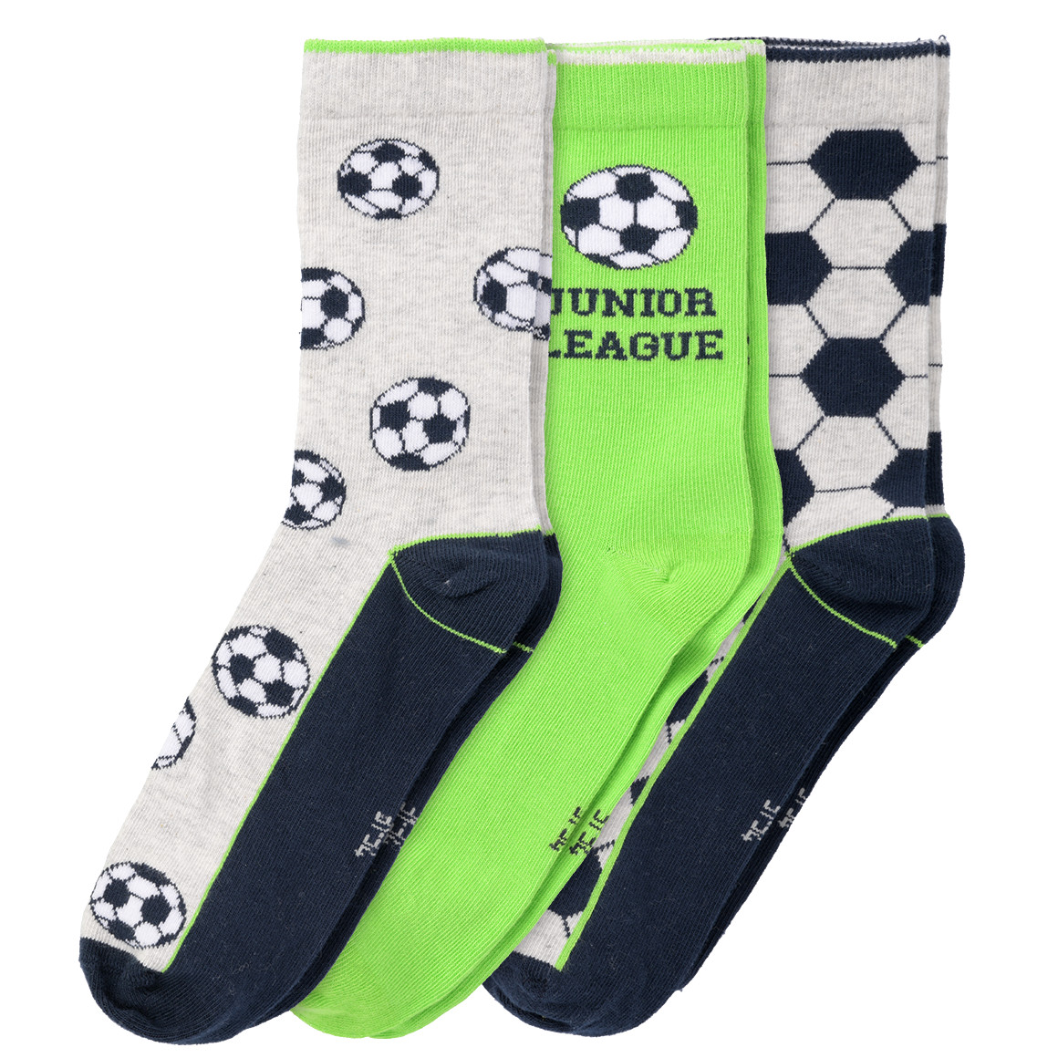 Topolino 3 Paar Jungen Socken mit Fußball-Motiven hellgrau / hellgrün