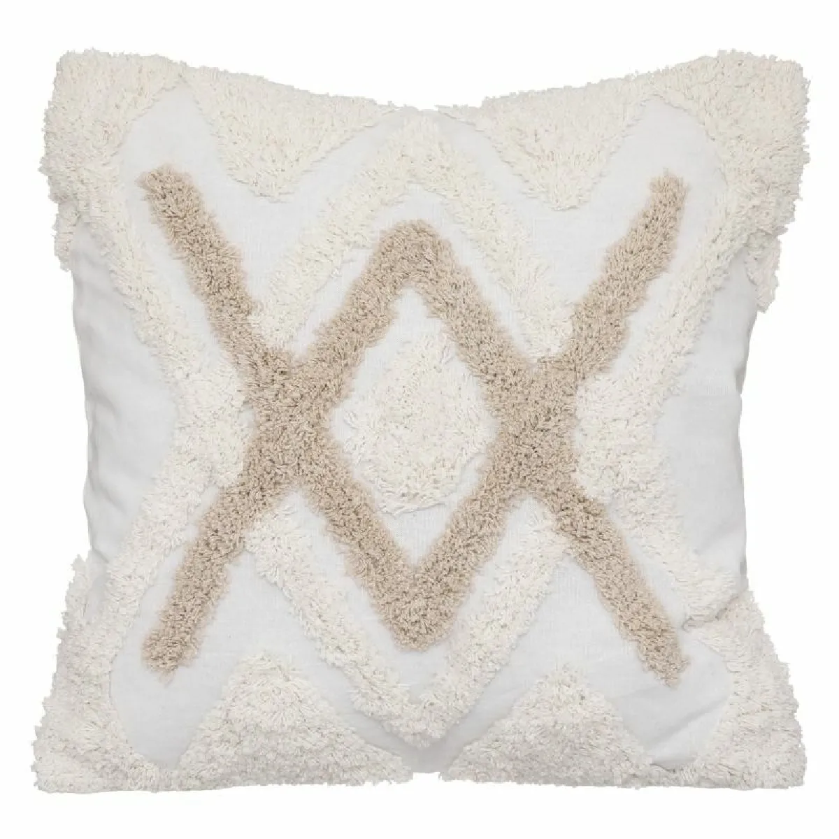 Housse de Coussin Tufté - Ivoire & Lin 40 x 40 cm