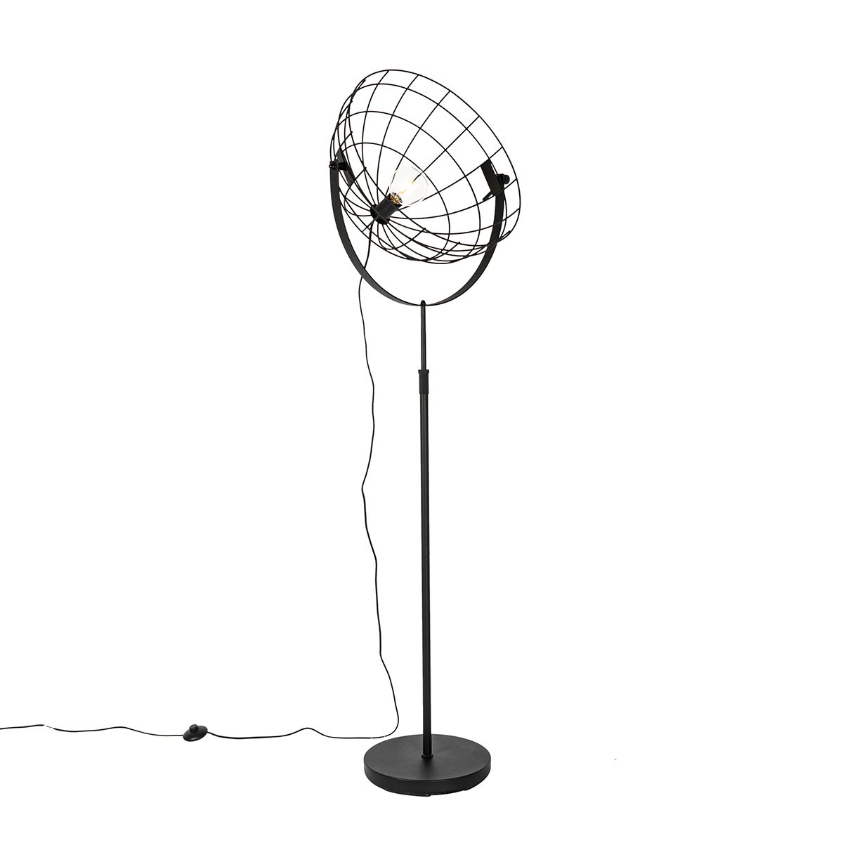 Industriële vloerlamp zwart 50 cm verstelbaar - Hanze