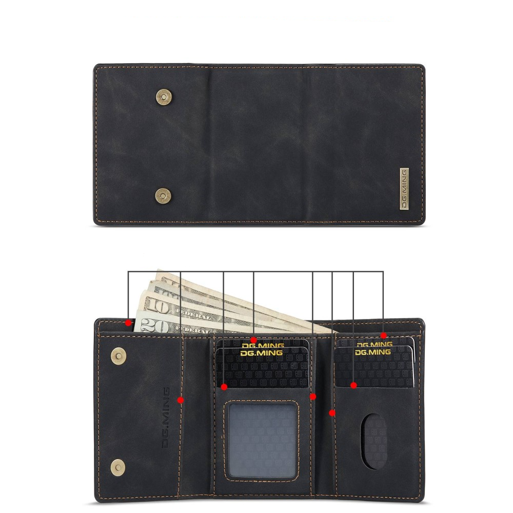 2in1 Samsung Galaxy S23 5G Leder Hülle Wallet   Magnetisches Kreditkartenfach - Schwarz