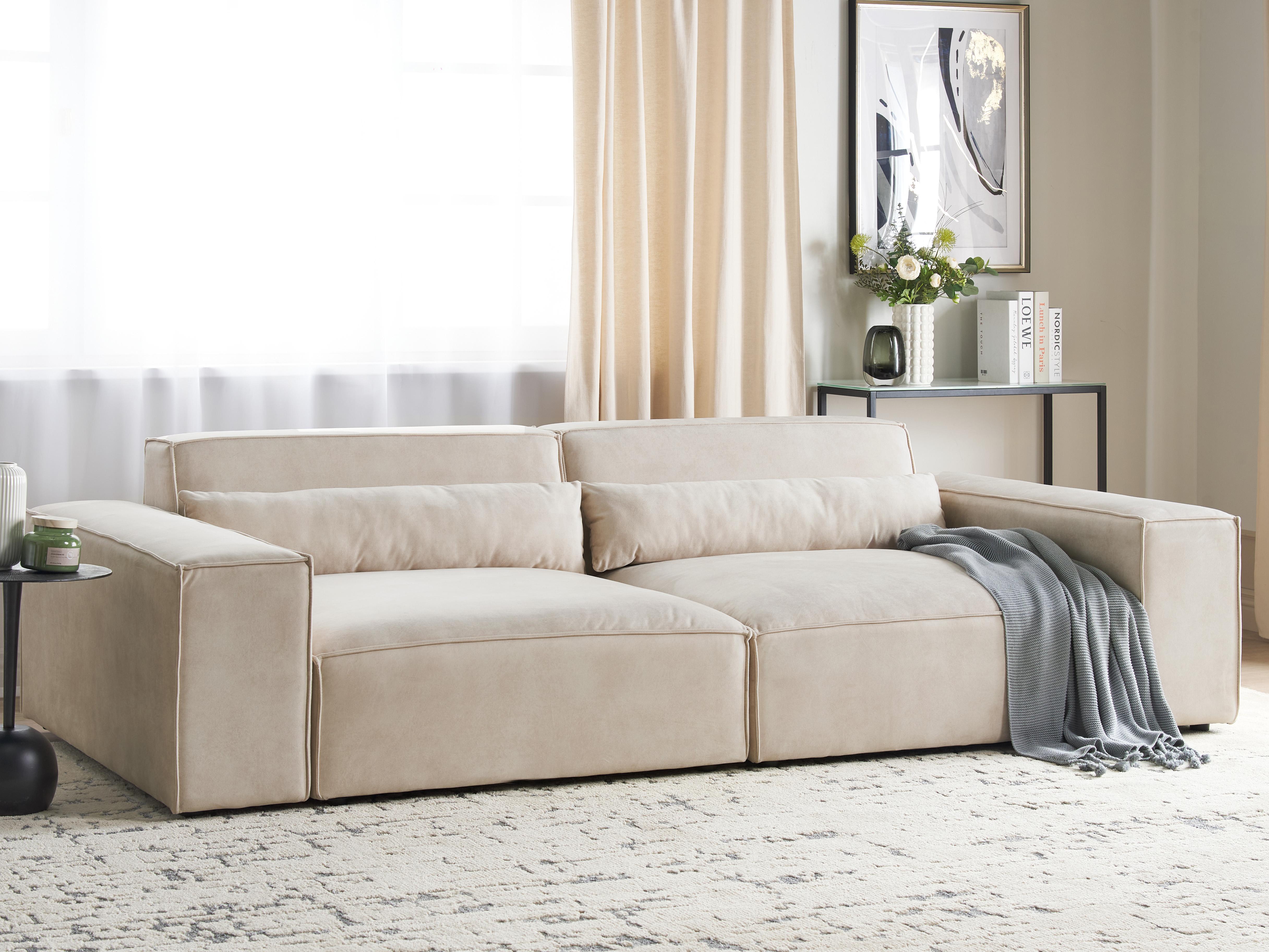 Modulaire bank 2-zits HELLNAR Fluweel Lichtbeige
