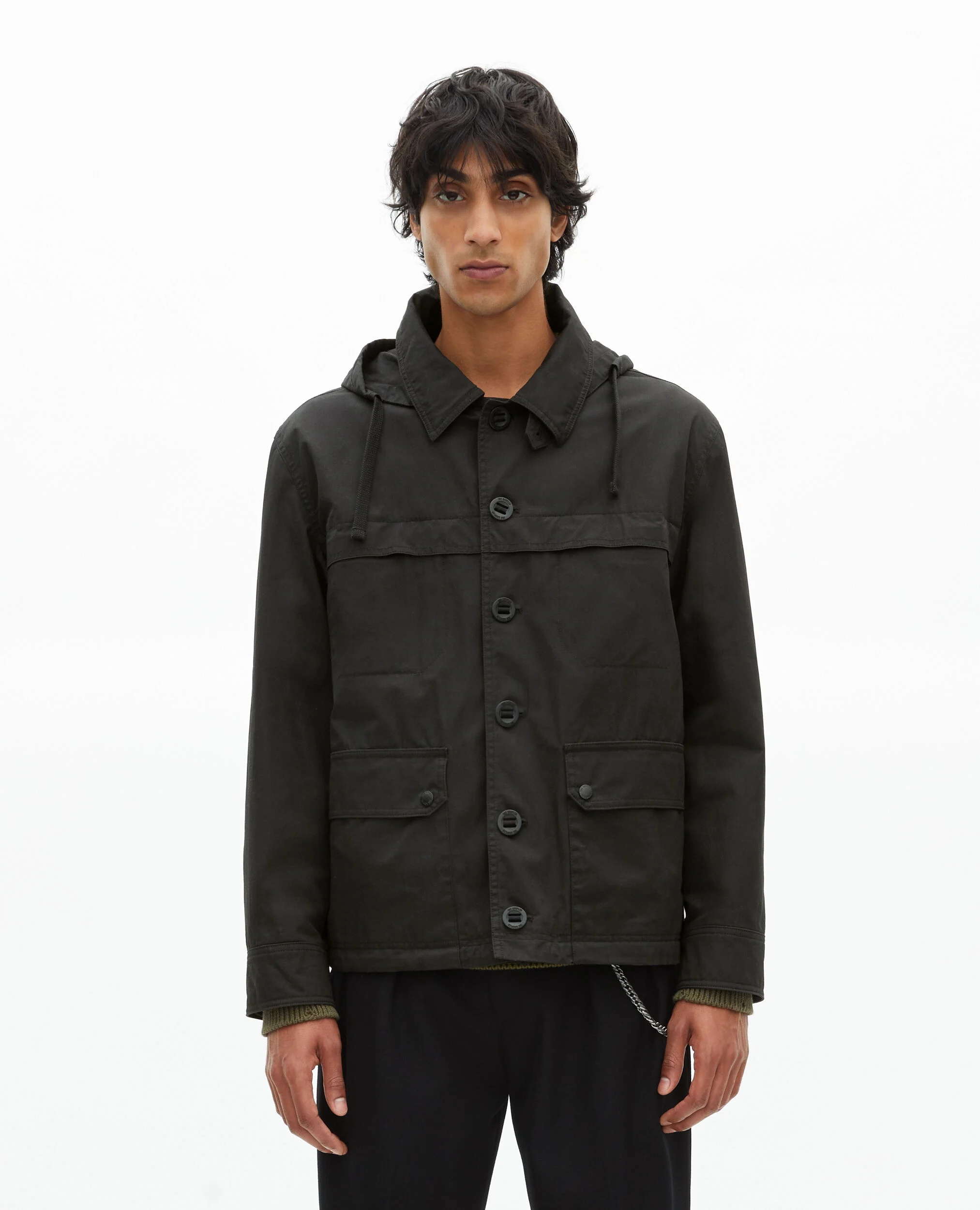 Parka courte à capuche noire