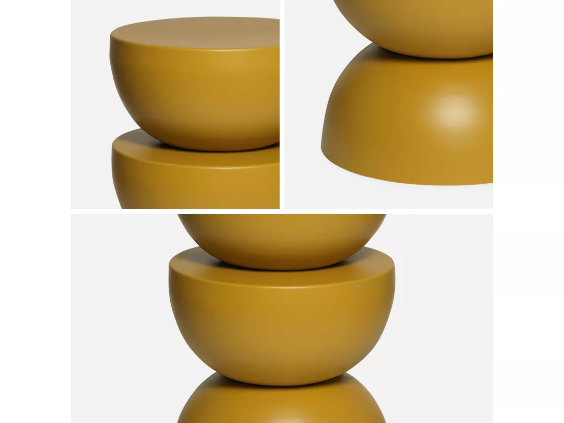 Table d'appoint. bout de canapé. table de chevet en métal. moutarde. Coumba. Ø32 x H 46.5cm