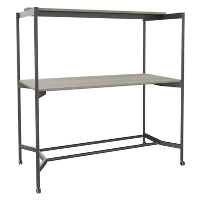 Table Coworking ELKI - L180 - plateau imitation chene gris - pied carbone