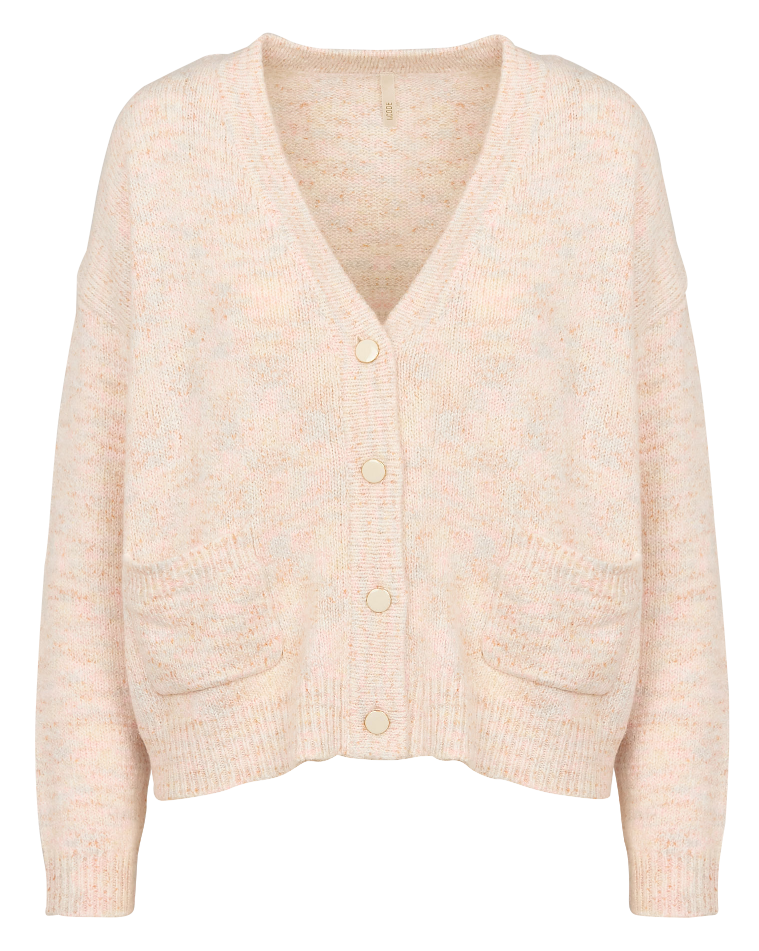 Gilet ample col V jacquard en maille mélangée | Blanc