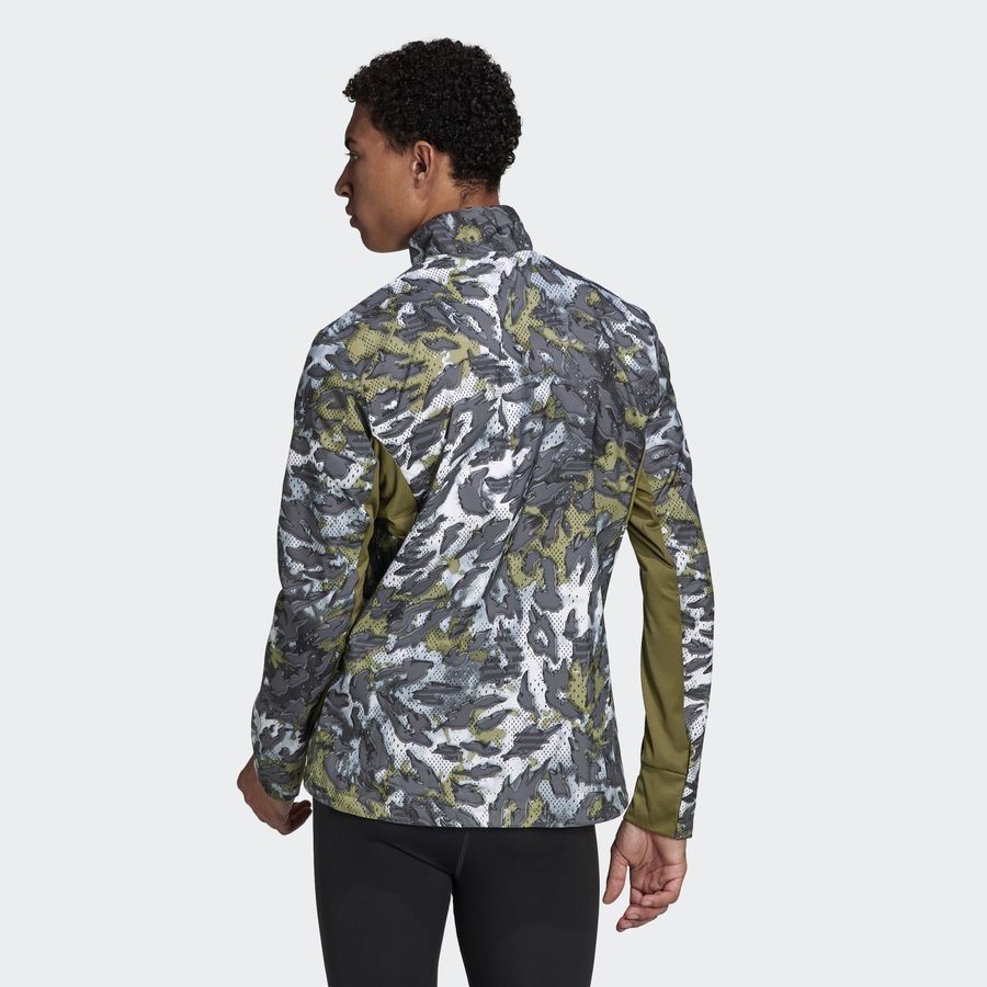 adidas Veste Running Primeblue Fast Graphic - Grey Six/Vert/Blanc