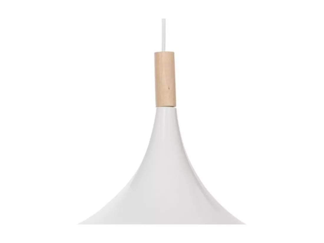 Luminaire Suspension en Bois et Métal Blanc D 32 cm