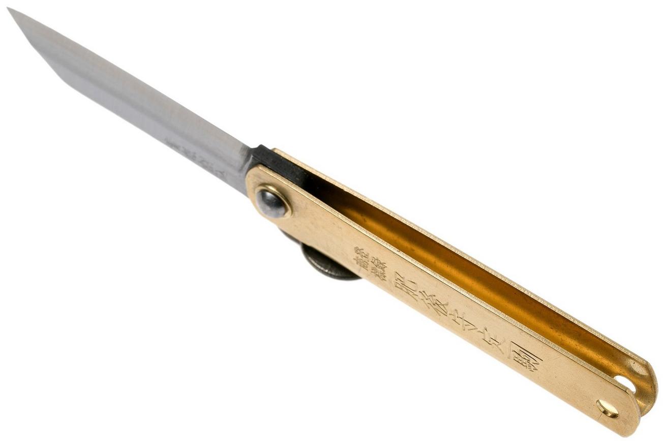 Higonokami zakmes 5 cm HIGO75RS, SK-koolstofstaal, messing