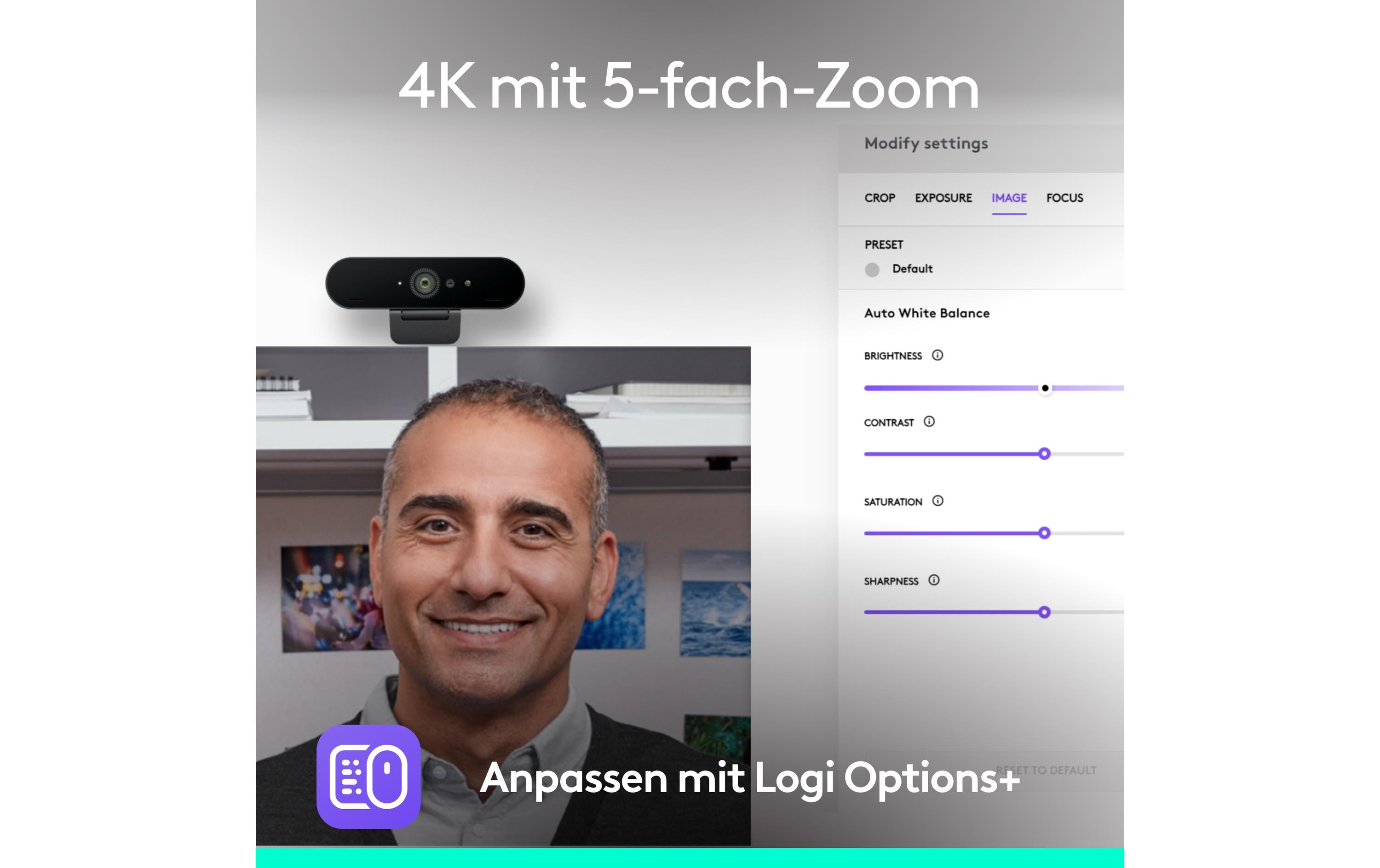 Webcam Brio 4K Ultra HD graphite<br>Professionelle USB-Webcam mit 4K UHD, HDR und Windows Hello-Unterstützung