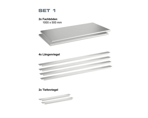 Vario plankenset Schulte 100x50 cm incl. 4x lengterails en 2x diepterails verzinkt insteeksysteem
