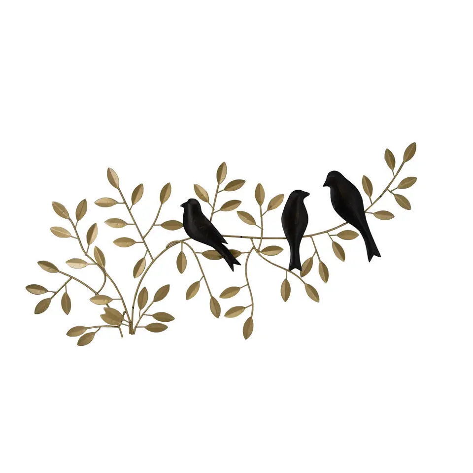 Art for the Home Metal Art Vogels op Tak goud 78cmx38cm