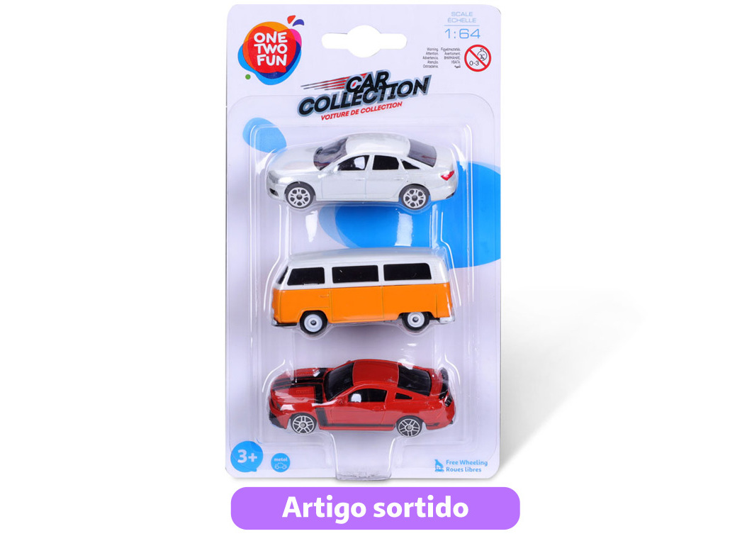 VEÍCULOS MINIATURA ONE TWO FUN cONJUNTO DE 3 UNIDADES MODELOS SORTIDOS