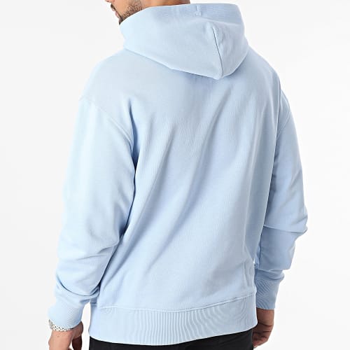 Sweat Capuche Relax Badge 6369 Bleu Clair
