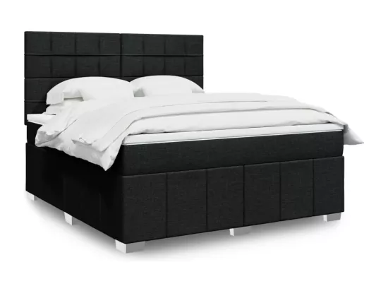 Sommier à lattes de lit avec matelas Noir 180x200 cm Tissu