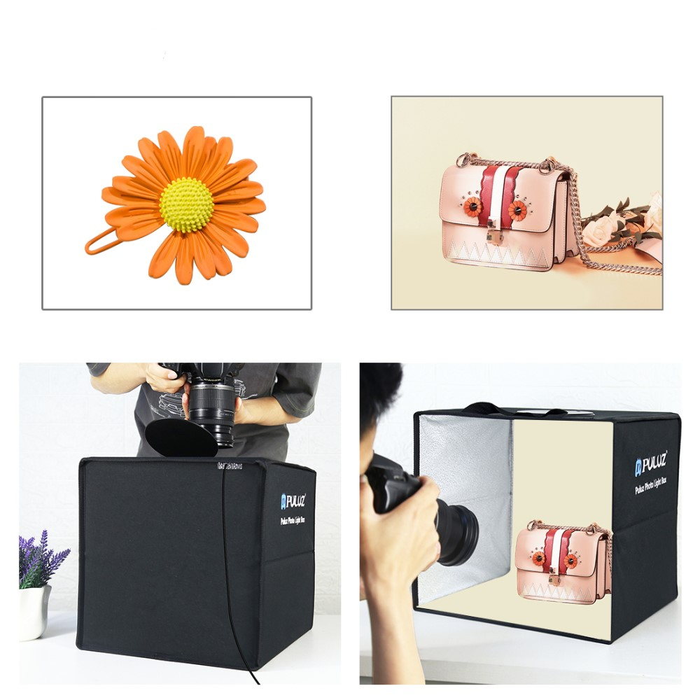 (30x30cm) Faltbares Fotozelt Fotostudio Lichtbox mit 10W LED Beleuchtung 5500K   6 Farbige Hintergründe - Schwarz