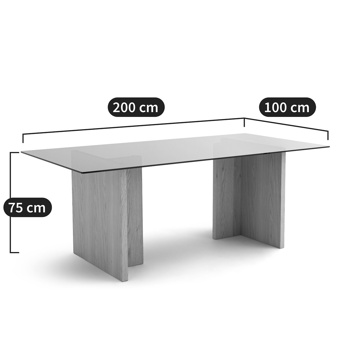 LA REDOUTE INTERIORS<br>Mesa de vidro fumê para 6/8 pessoas, Archita