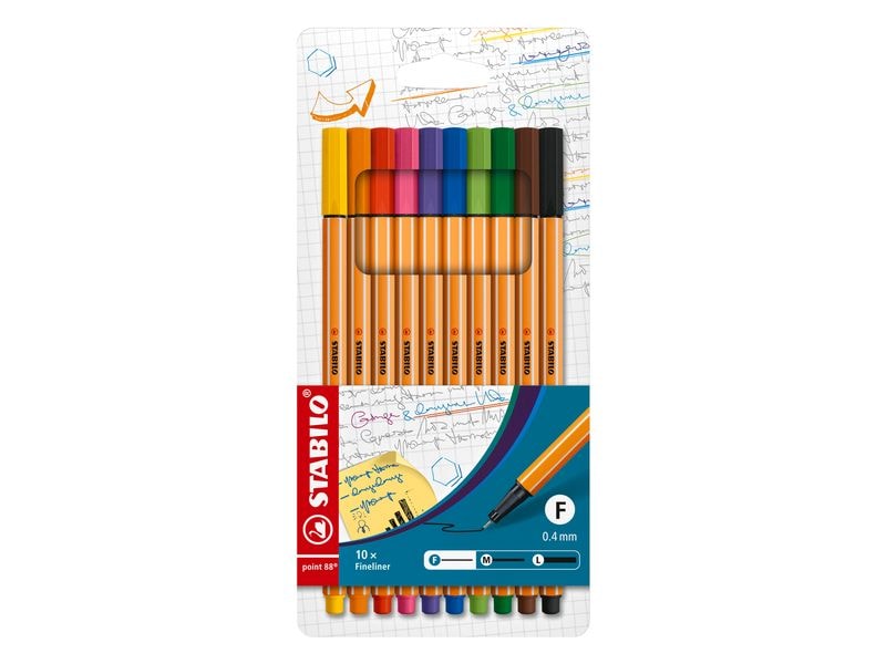 STABILO Fineliner point 88 10 Stück, Mehrfarbig Der dünne Filzschreiber von Stabilo