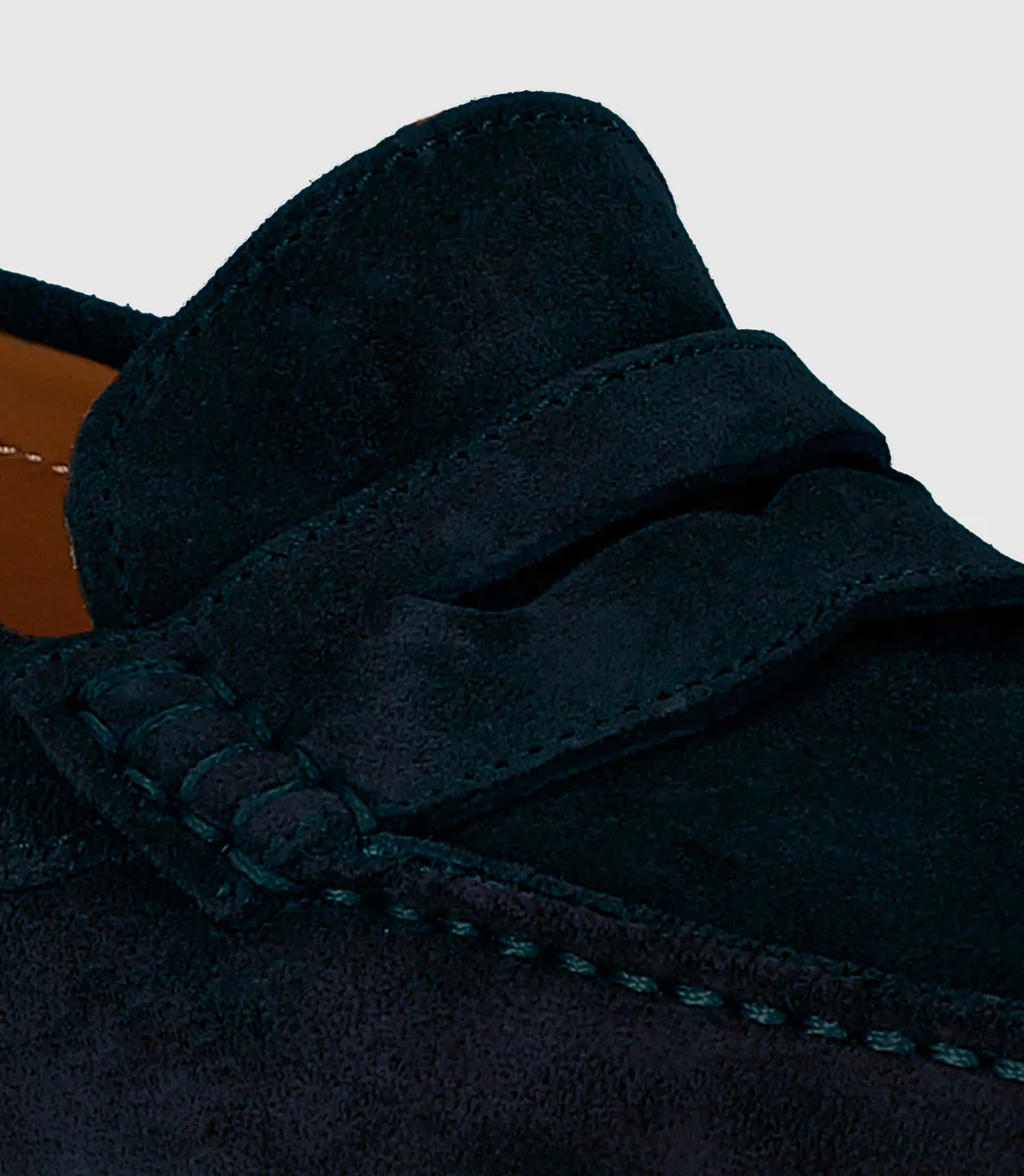 Mocassin en cuir velours marine 