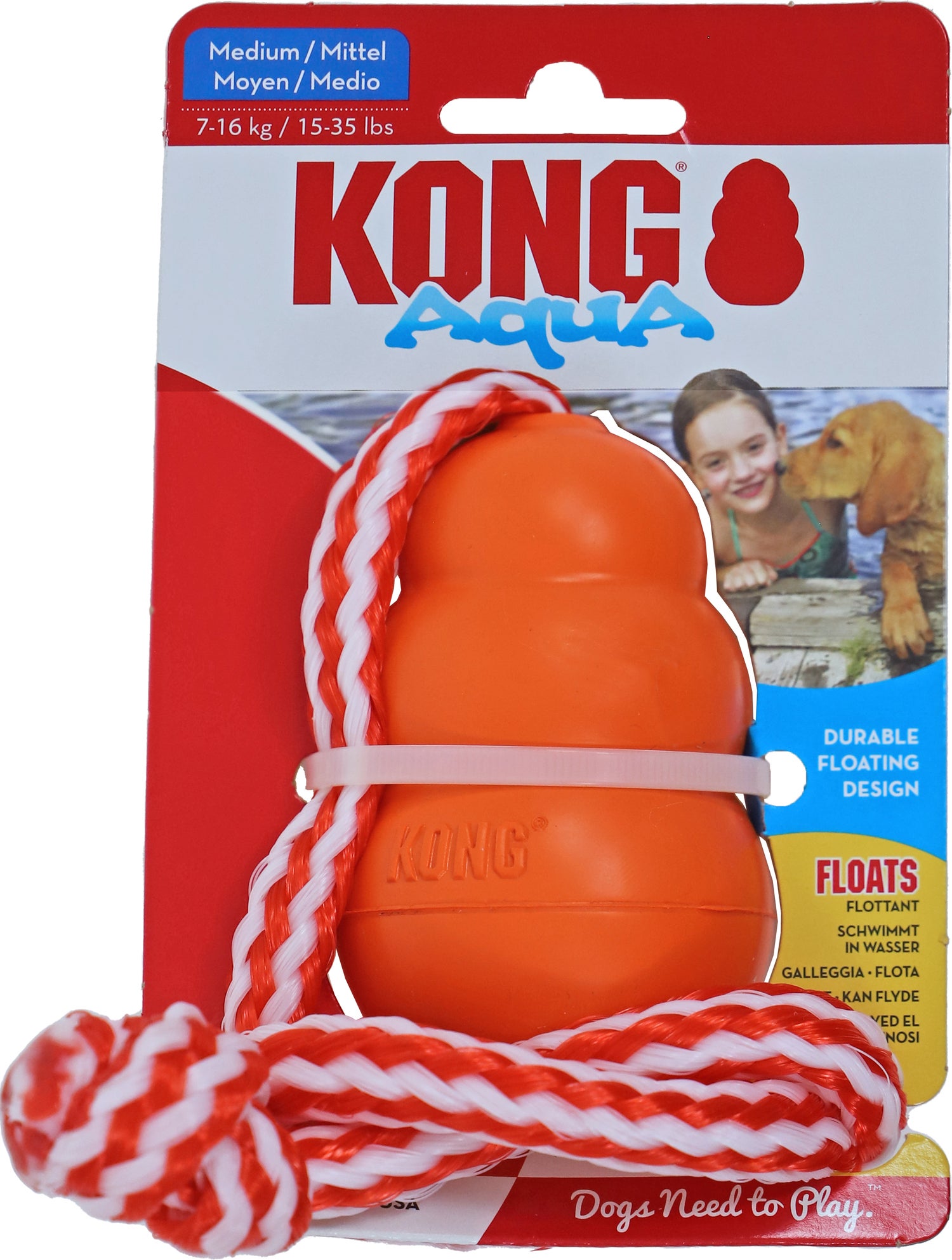 Kong hondenspeelgoed Aqua Cool drijvend touw medium oranje D 6 H 9 cm