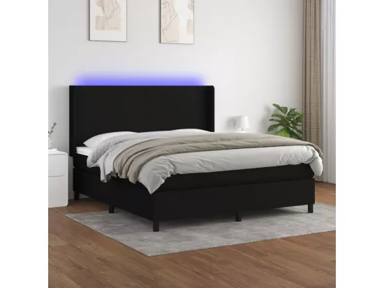 Sommier tapissier avec matelas et LED Noir 180x200 cm Tissu