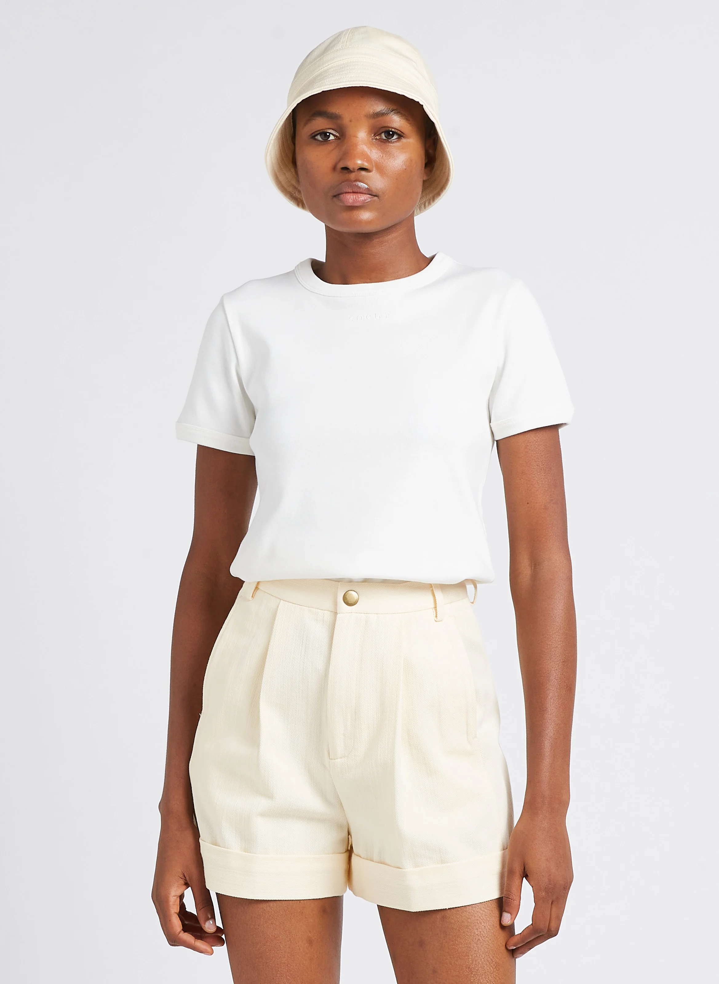 ARISTIDE - Tee-shirt droit col rond en coton bio | Blanc