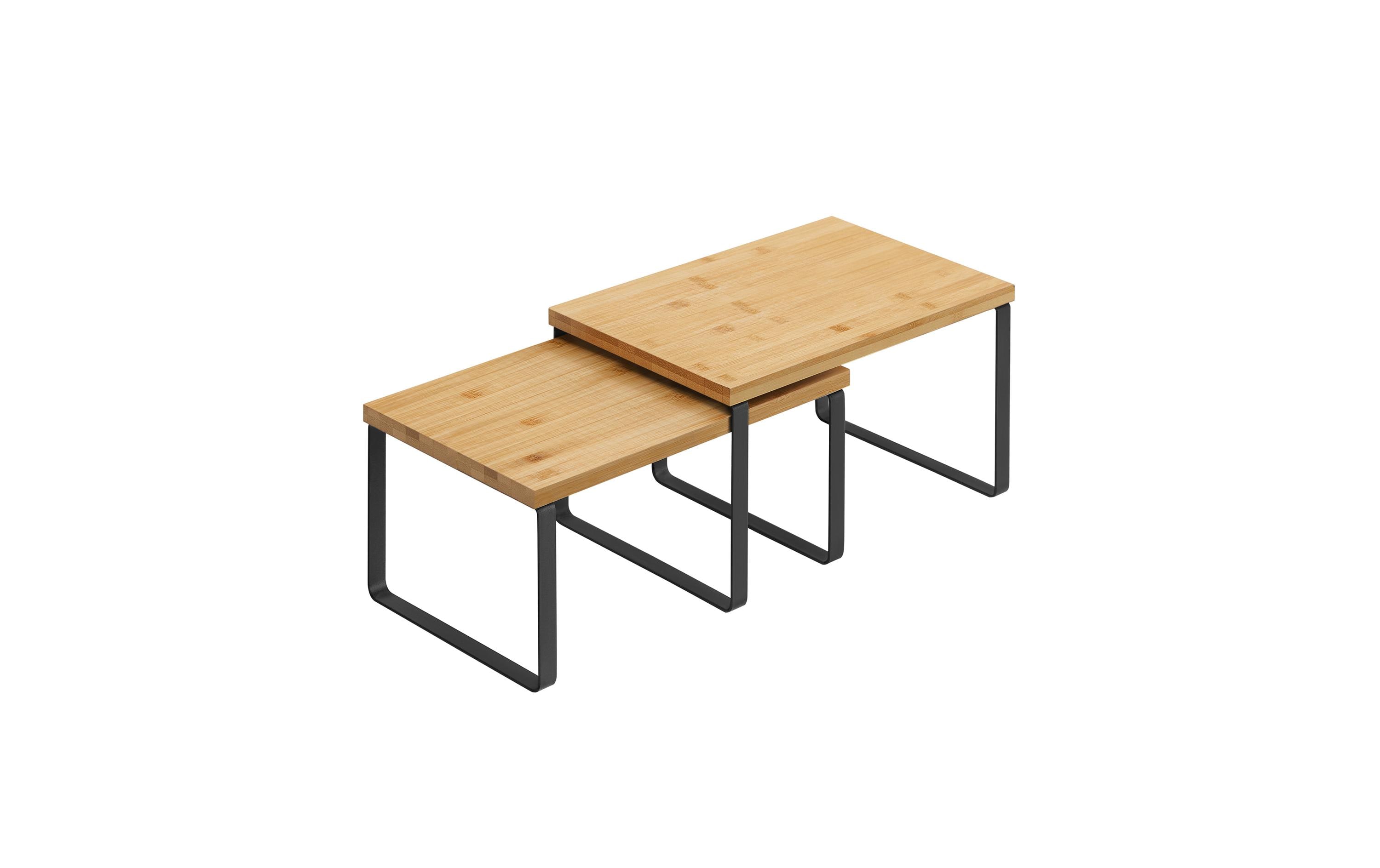 Regal 2er Set, Bambus, Natur/SchwarzRobustes Standregal-Set