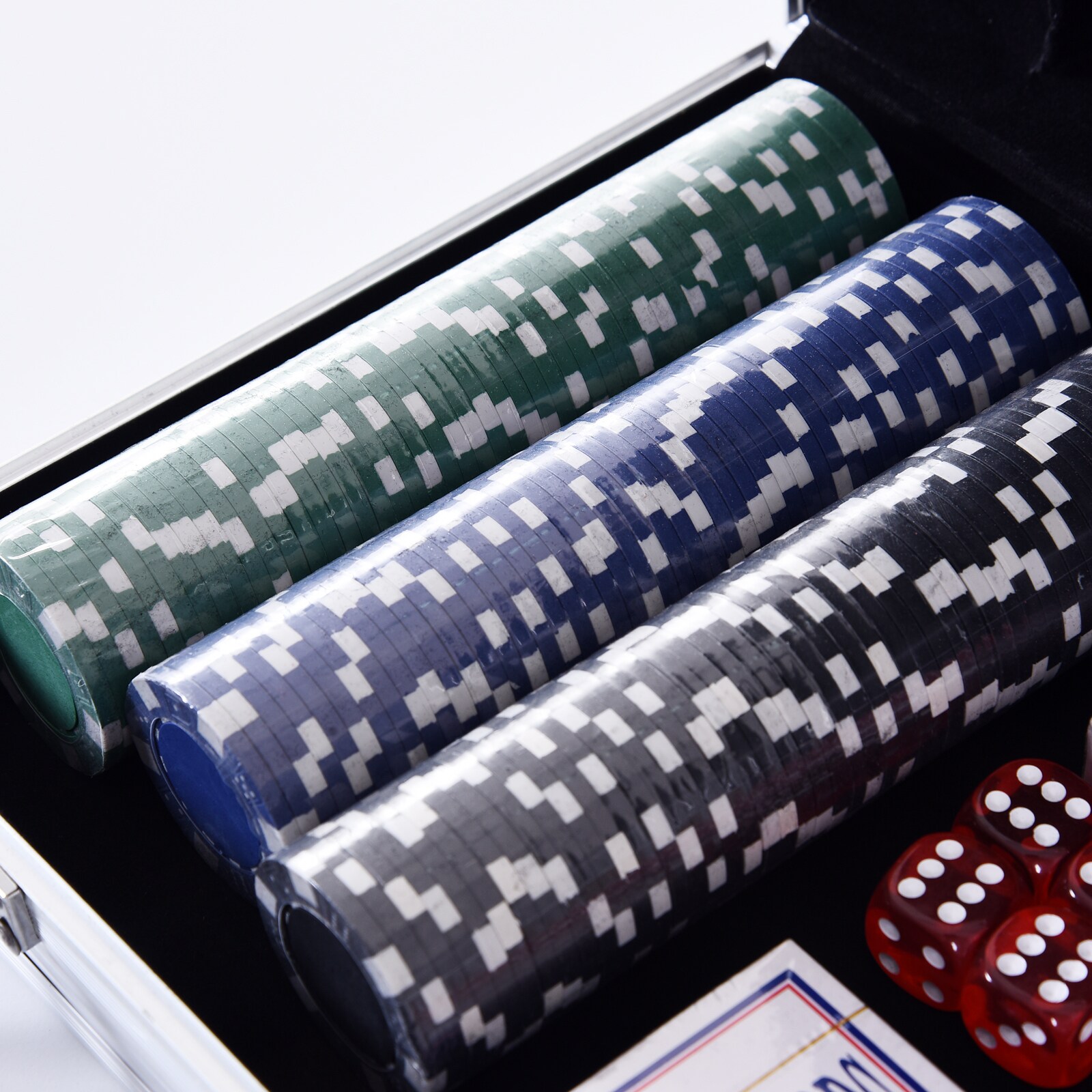 HOMCOM Pokerkoffer mit 300 Chips silber 38 x 20,5 x 6,5 cm (LxBxH)