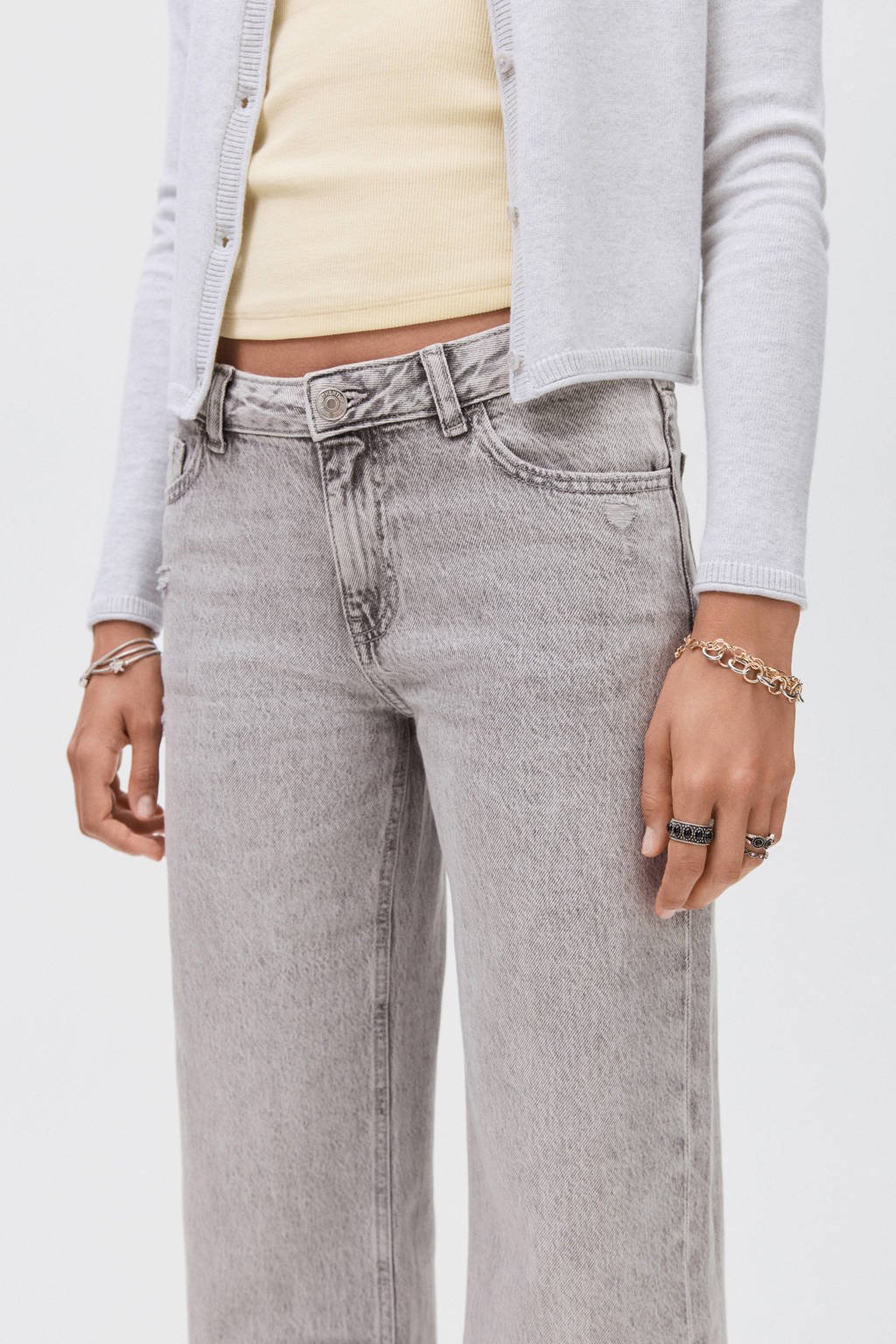 MANGO TEEN wide leg jeans grey denim