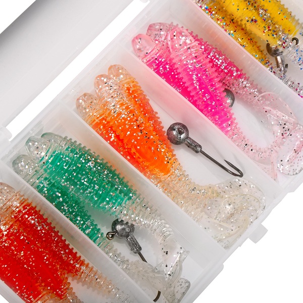 Boîte Leurre Souple & Tête Plombée Fish4all Ghosty Ultra Léger (20 pièces)