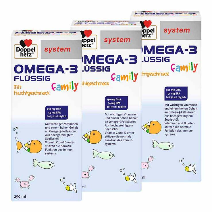 Doppelherz Omega-3 family flüssig system, 3x250 ml