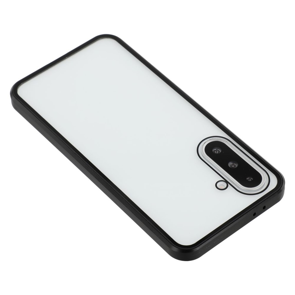 Samsung Galaxy A56 Magnetische Alu Schutzhülle mit Panzer Glas Backcover   Displayschutz (Magnet-Technologie) - Schwarz