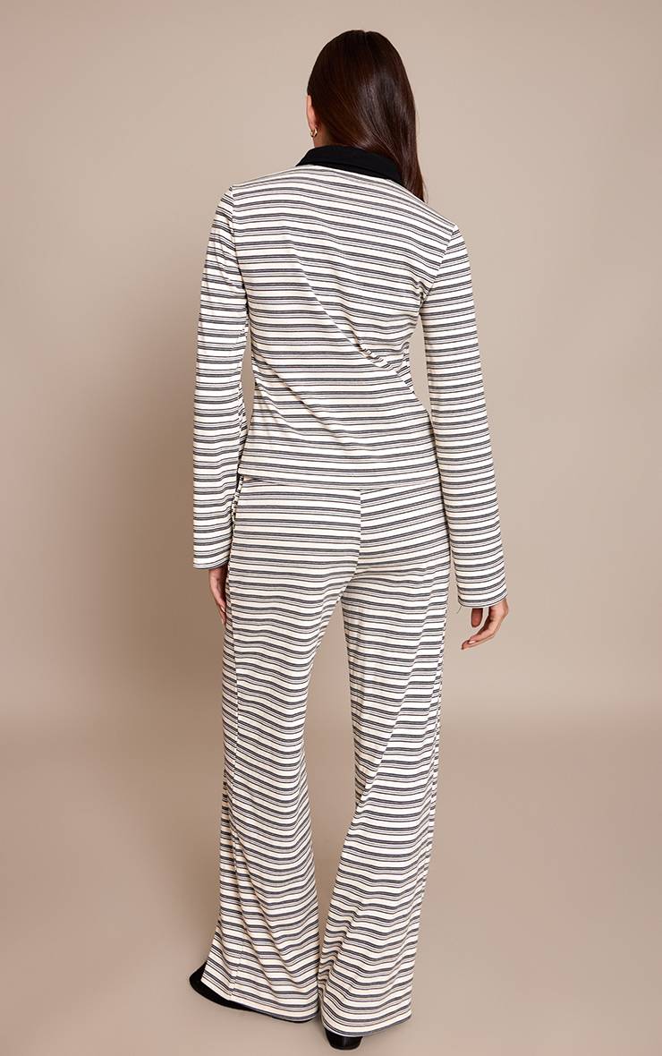 Noir Pantalon Slouchy Droit À Rayures Contrastées