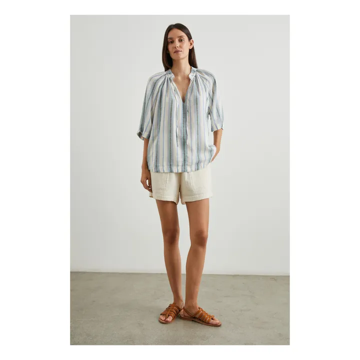 Rails Blouse Eveline Rayures Lin | Bleu ciel
