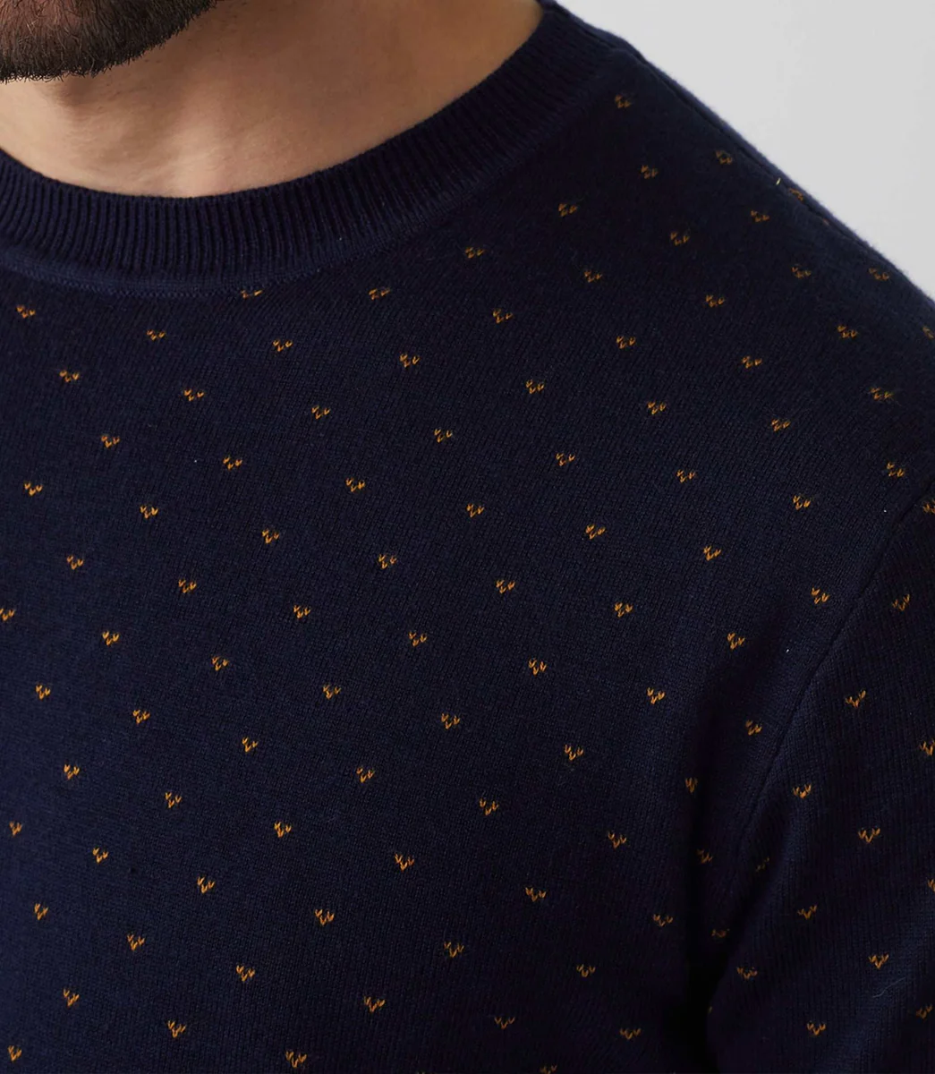 Pull col rond marine 