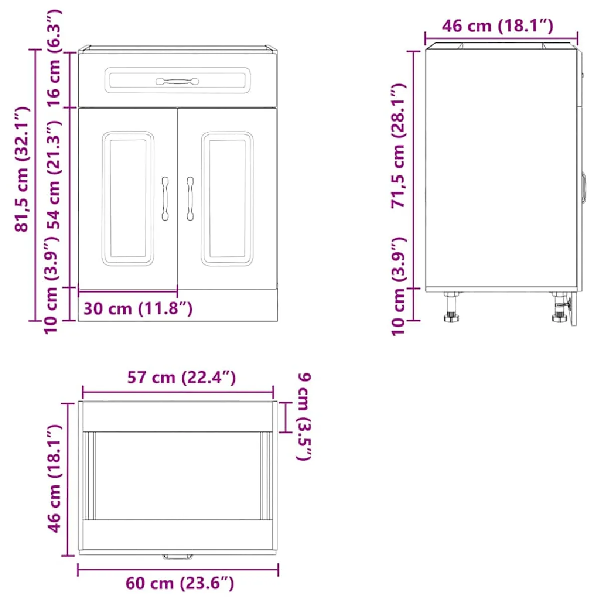 VidaXL Armoire Cuisine Kalmar Noir