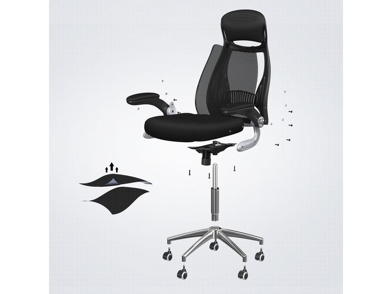 Songmics Bürostuhl mit Netzbezug, Armlehnen und Kopfstütze Ergonomischer Schreibtischstuhl