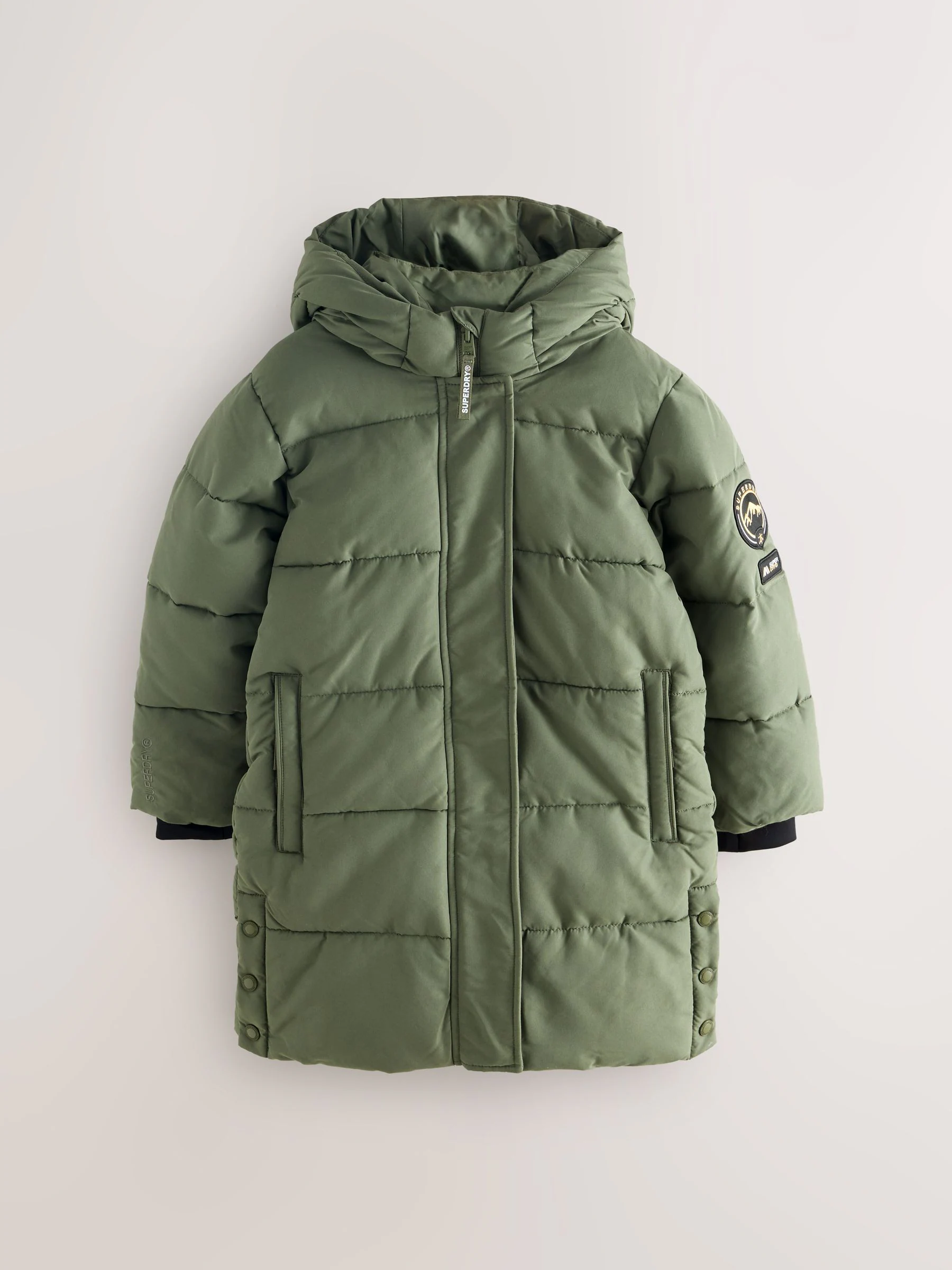 Groen - Superdry - Lange gewatteerde jas