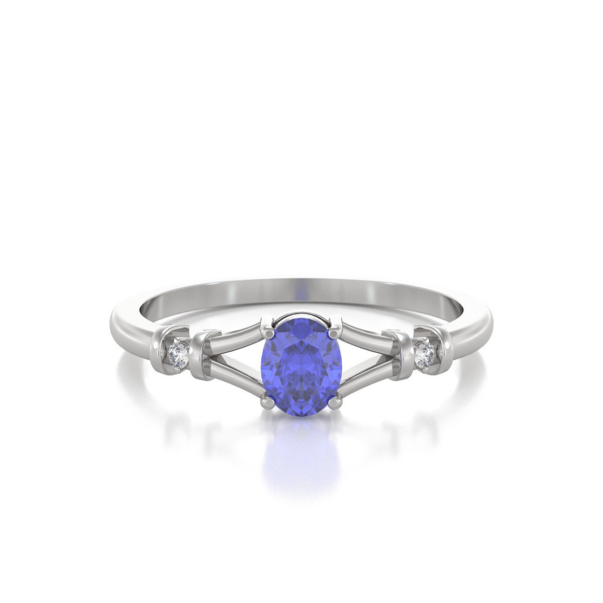 Bague Tanzanite et diamants sur Argent 925 2.094grs