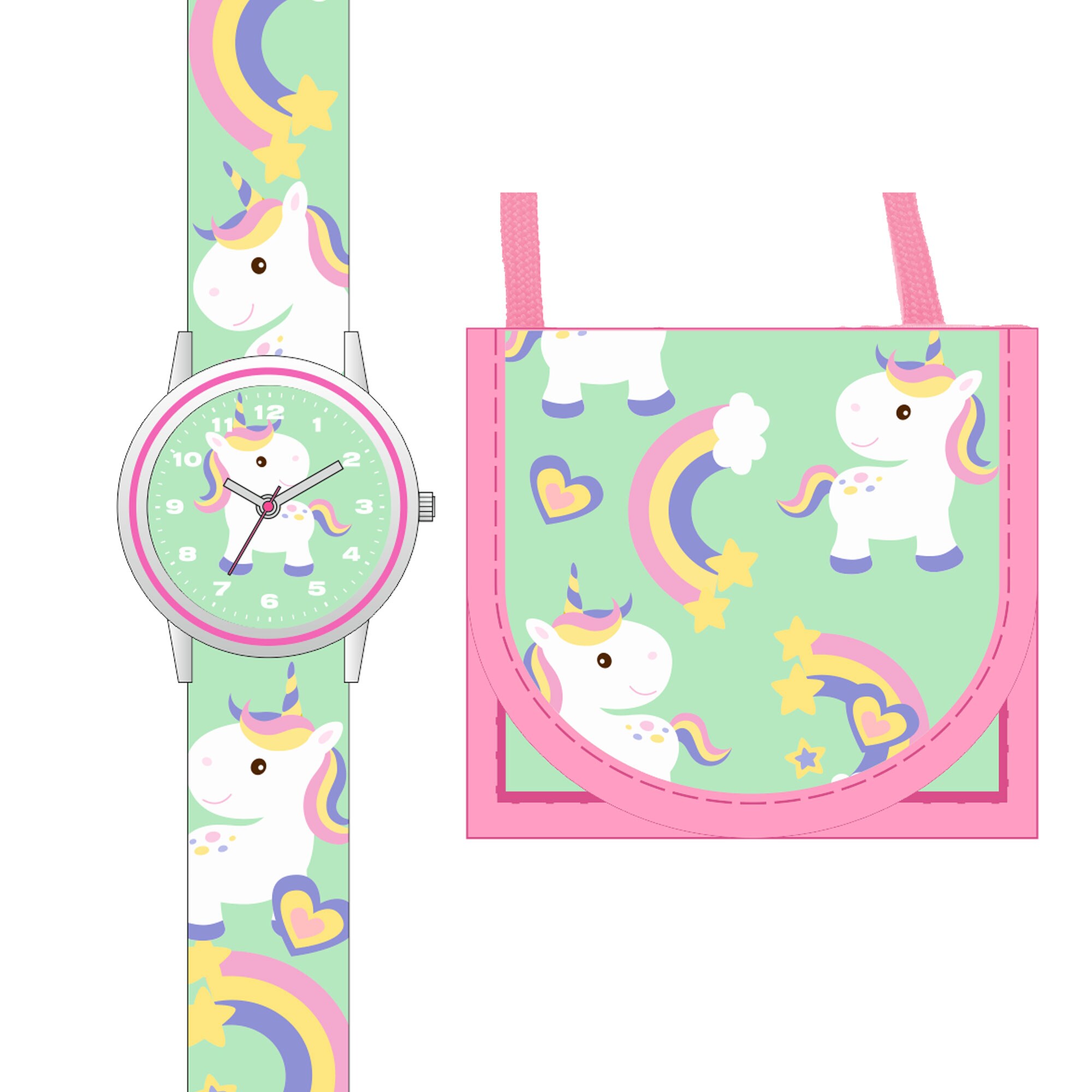 MiravalKinderarmbanduhr mit Brustbeutel Einhorn
