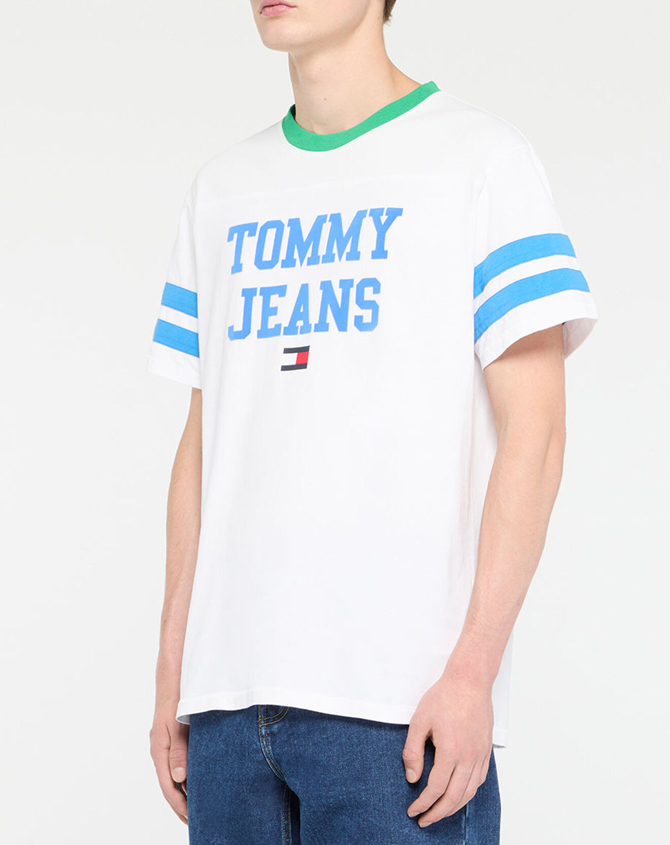 Tommy Jeans T-Shirt Ringer blanc/bleu