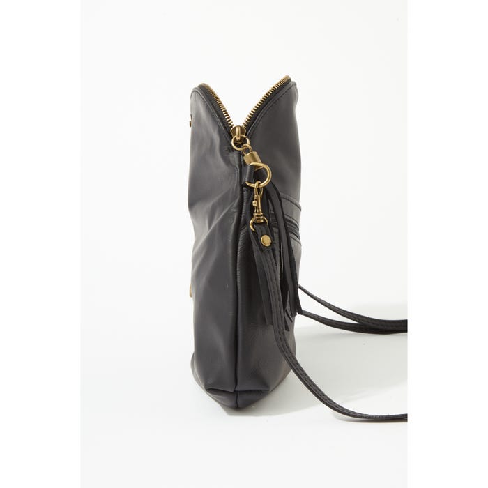 Veritas-Schoudertas leder ronde flap rits drukknop